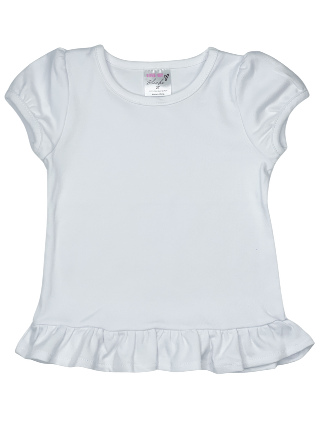 Girls Short Sleeve Shirt Ruffle Hem
