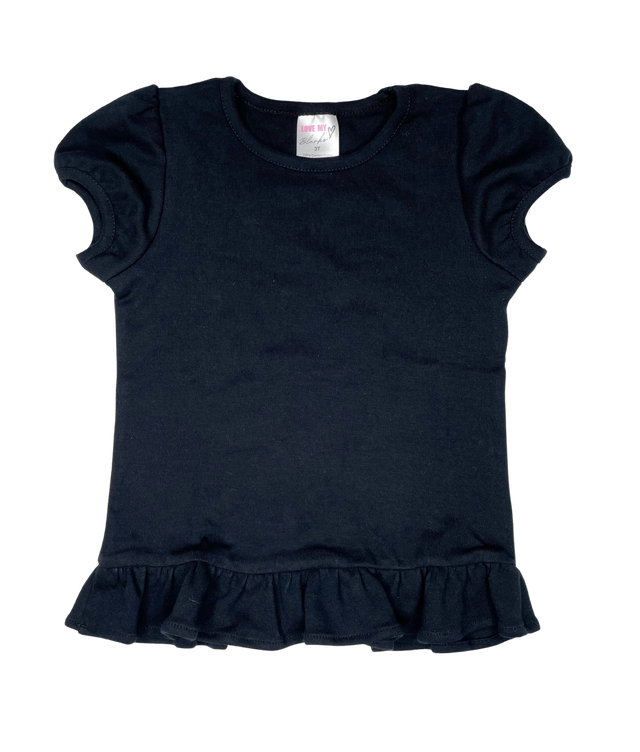 Girls Short Sleeve Shirt Ruffle Hem