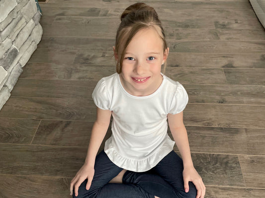 Girls Short Sleeve Shirt Ruffle Hem