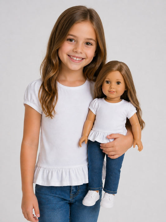 18" Doll Ruffle Hem Shirt- Mini me