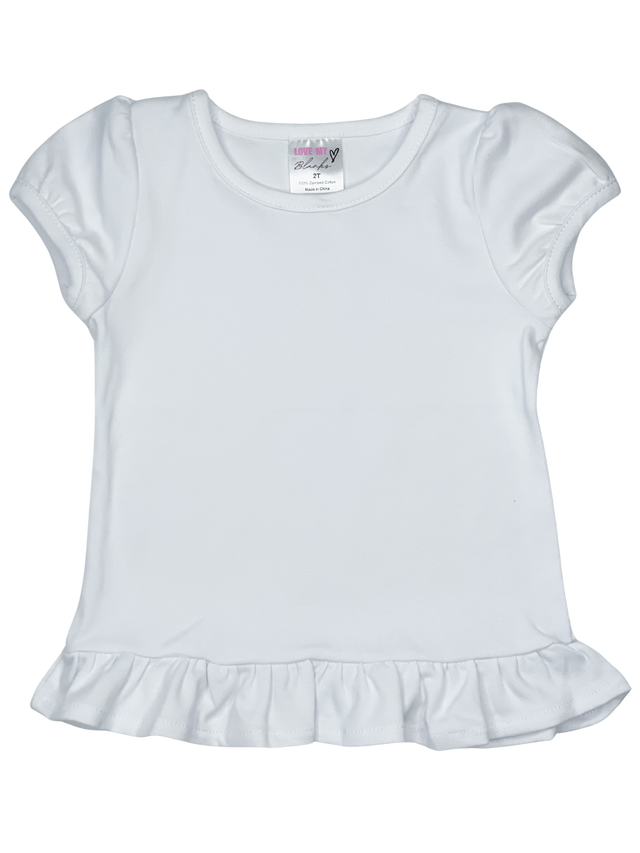 Women's Short Sleeve Frilled Shirt in White