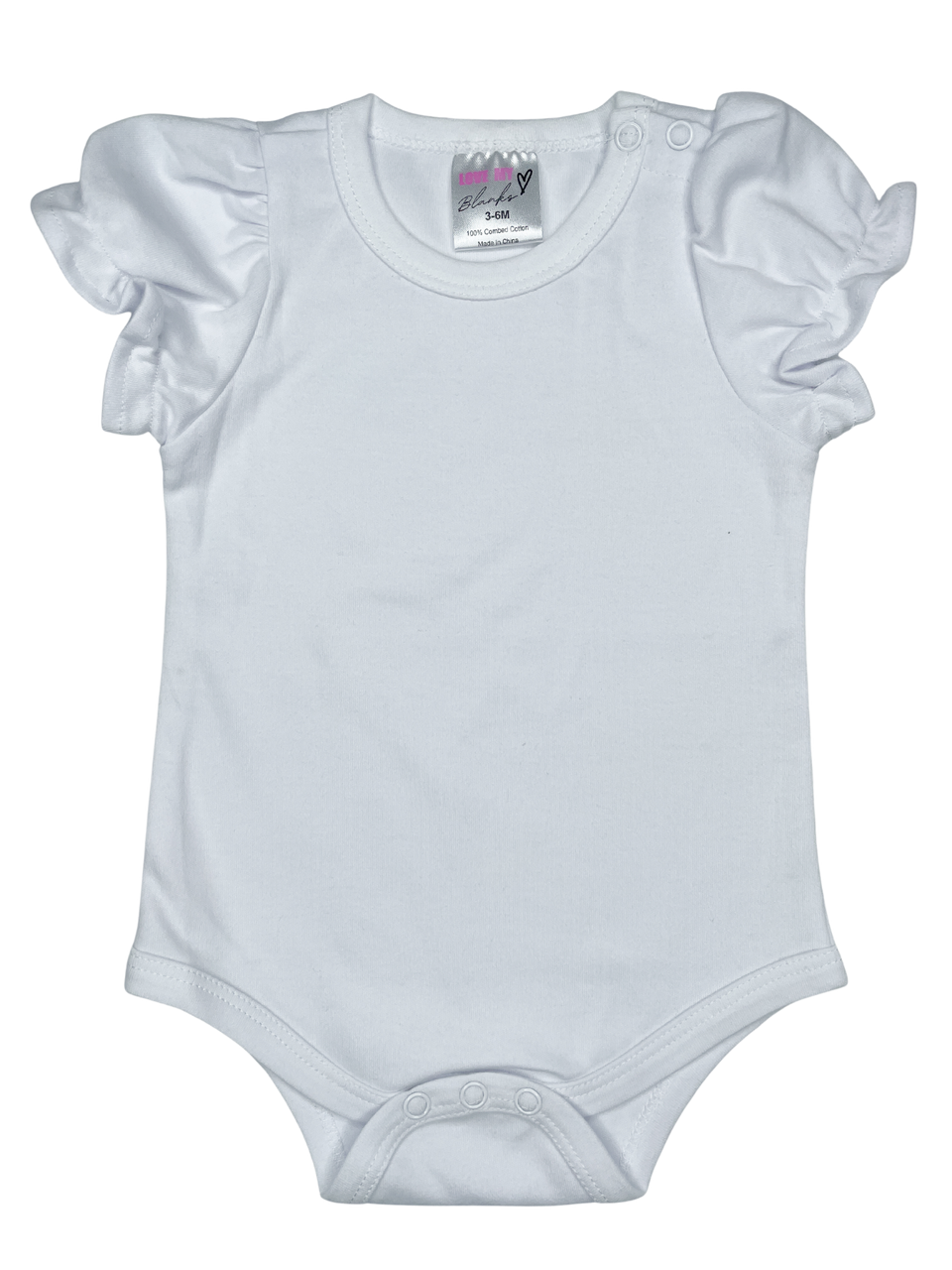Baby Girl Short Sleeve Ruffle Hem Bodysuit White 0-3M