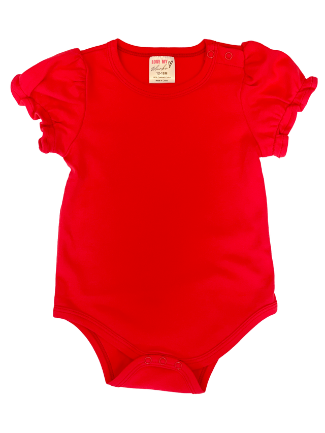 Baby Girl Short Sleeve Ruffle Hem Bodysuit